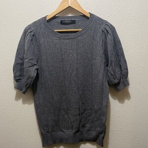 Merokeety Gray Short Sleeve Sweater Top, Size L